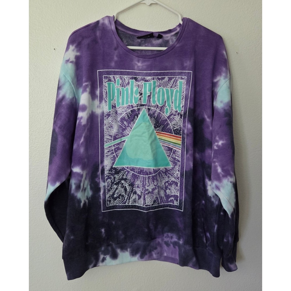 Pink Floyd Distressed Tie Dye Crewneck Sweatshirt Large  (Neck Tag Xl Mismatch)